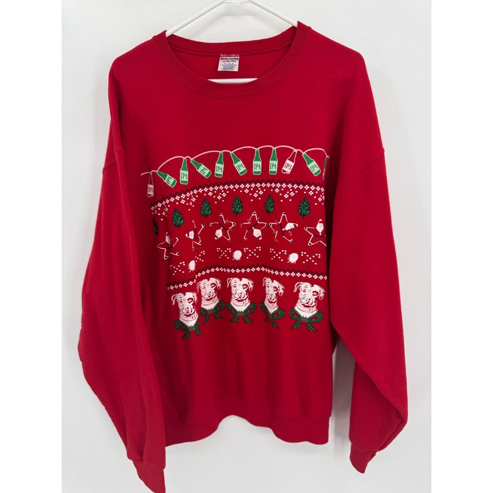 LAGUNITAS BREWING Red Ugly Christmas Lights Brewery Sweater Size XL